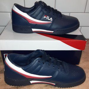FILA Original Fitness Leather Sneaker Shoes - Blue/Red/White - Men's Size 8